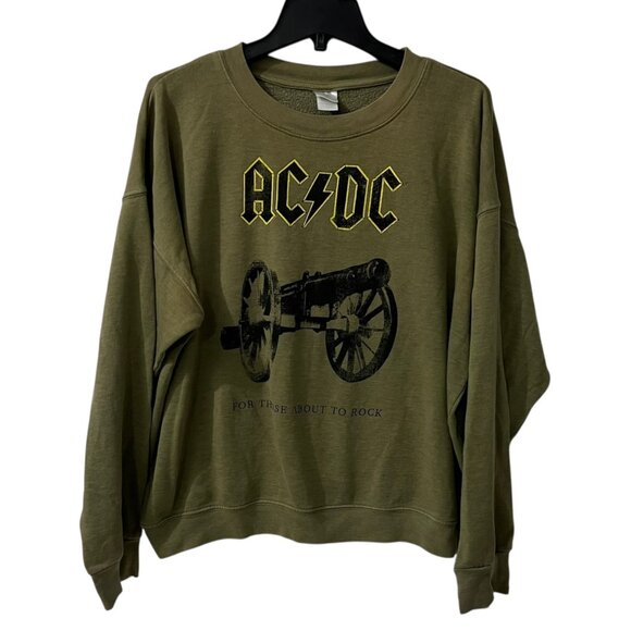 AC/DC‎ Olive Green Graphic Sweatshirt Crew Neck Pullover XL - Picture 3 of 7